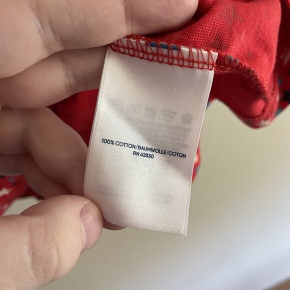 Lands' End Women SZ XL Red Allover Star V-Neck Short Sleeve Pullover Tee - Picture 6 of 8